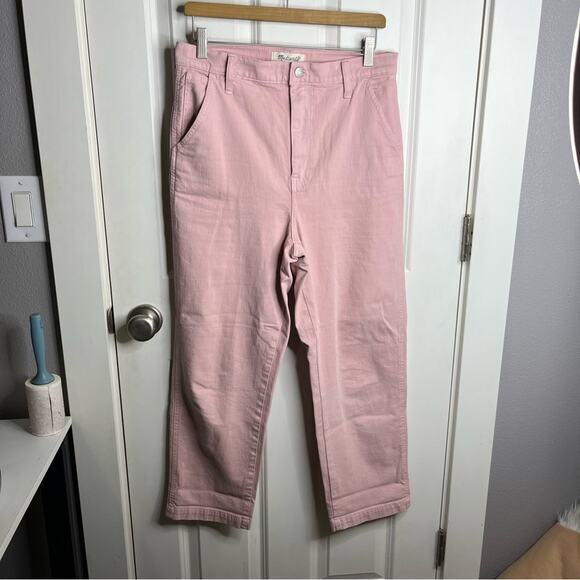 Madewell Light Pink High Rise Straight Leg Fit Rigid Denim Jeans Size 28 - Picture 2 of 7